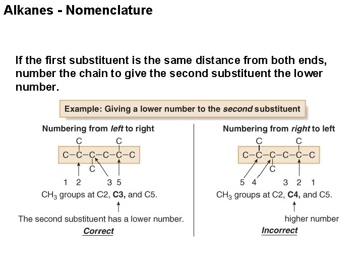 Alkanes - Nomenclature If the first substituent is the same distance from both ends,