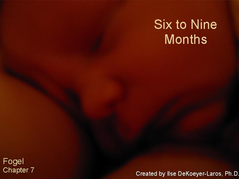 Six to Nine Months Fogel Chapter 7 Created by Ilse De. Koeyer-Laros, Ph. D.