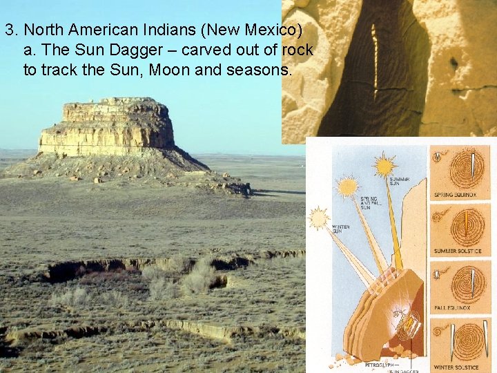 3. North American Indians (New Mexico) a. The Sun Dagger – carved out of