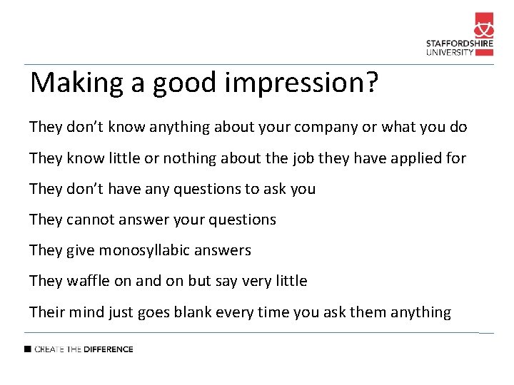 Working Impression Sample Professional Academic Skills Developing job interview criteria and