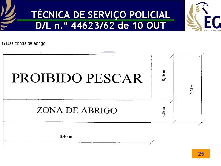 TÉCNICA DE SERVIÇO POLICIAL D/L n. º 44623/62 de 10 OUT f) Das zonas