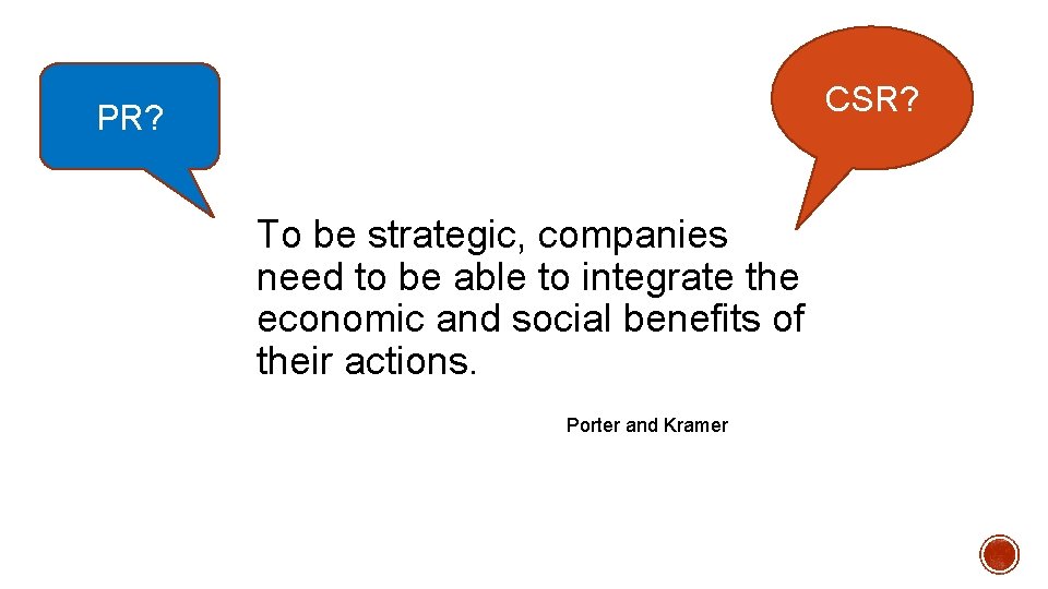 CSR? PR? To be strategic, companies need to be able to integrate the economic
