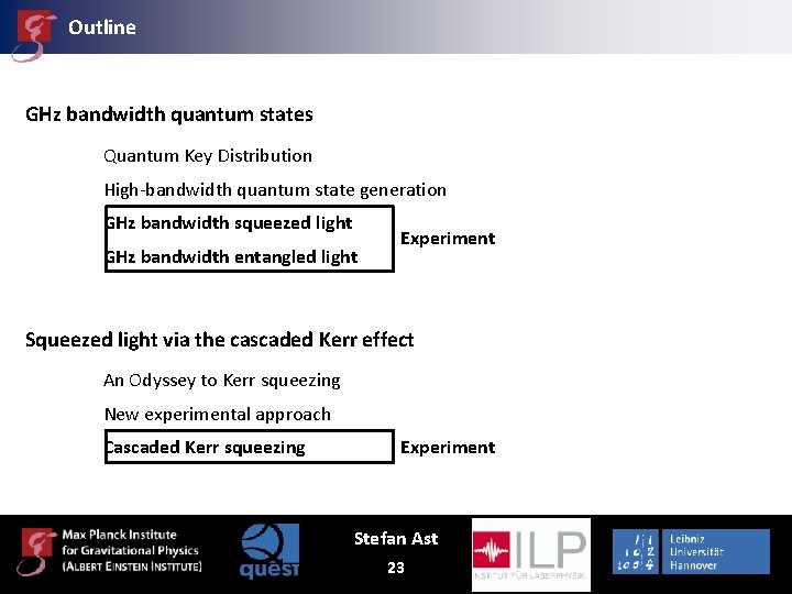 Outline GHz bandwidth quantum states Quantum Key Distribution High-bandwidth quantum state generation GHz bandwidth