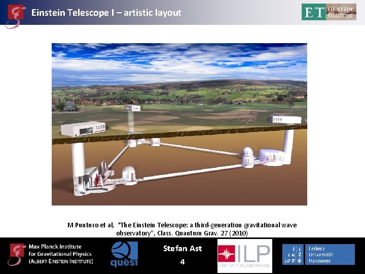 Einstein Telescope I – artistic layout M Punturo et al, “The Einstein Telescope: a