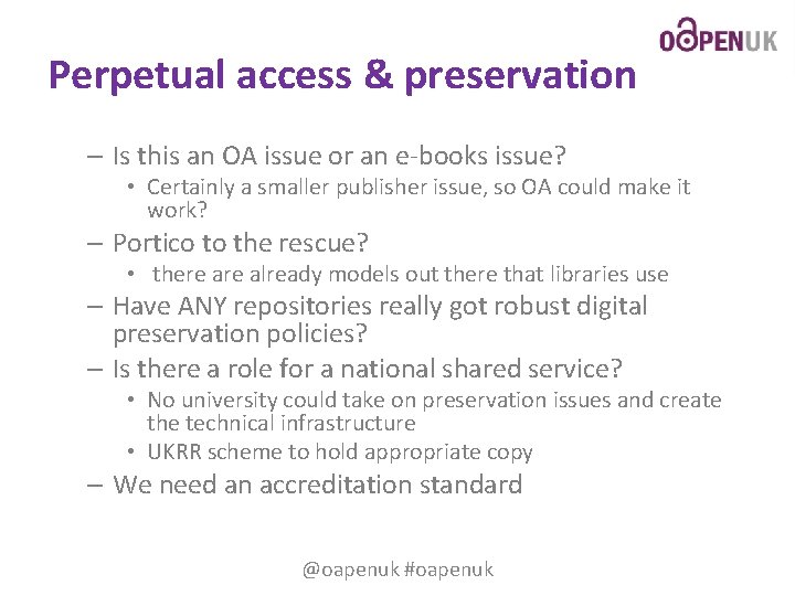 Perpetual access & preservation – Is this an OA issue or an e-books issue?