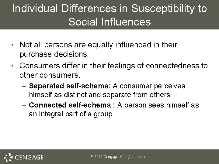 Individual Differences in Susceptibility to Social Influences • Not all persons are equally influenced