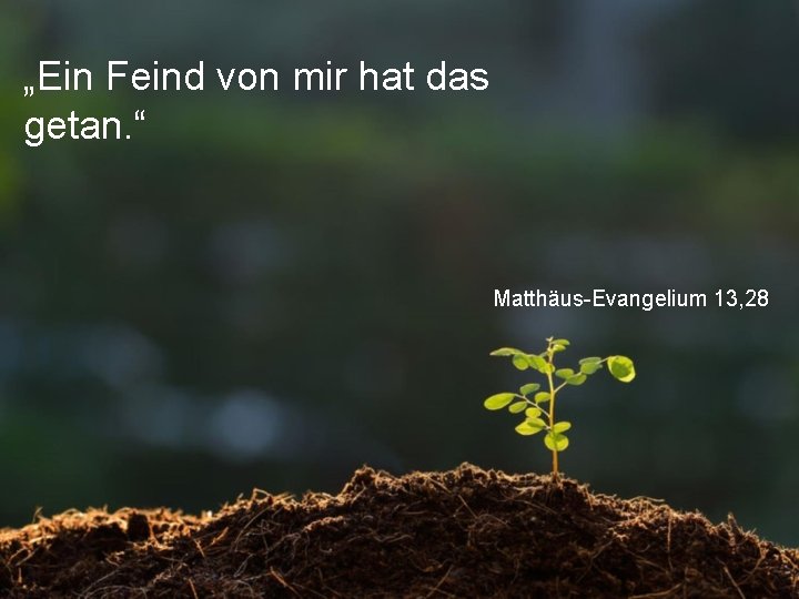 „Ein Feind von mir hat das getan. “ Matthäus-Evangelium 13, 28 