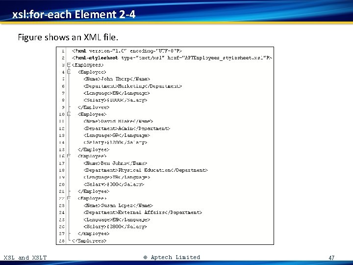 xsl: for-each Element 2 -4 Figure shows an XML file. XSL and XSLT ©