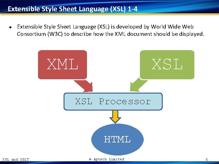Extensible Style Sheet Language (XSL) 1 -4 u Extensible Style Sheet Language (XSL) is