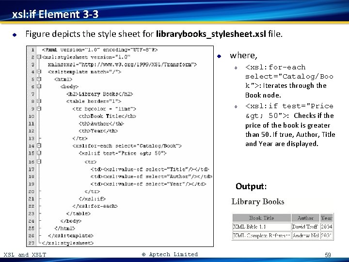 xsl: if Element 3 -3 u Figure depicts the style sheet for librarybooks_stylesheet. xsl
