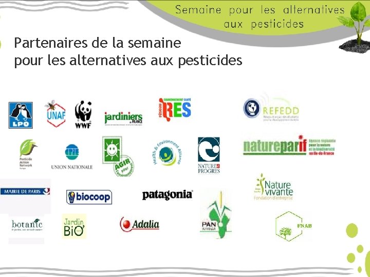 Partenaires de la semaine pour les alternatives aux pesticides 