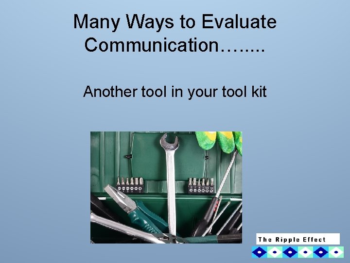 Many Ways to Evaluate Communication…. . . Another tool in your tool kit 