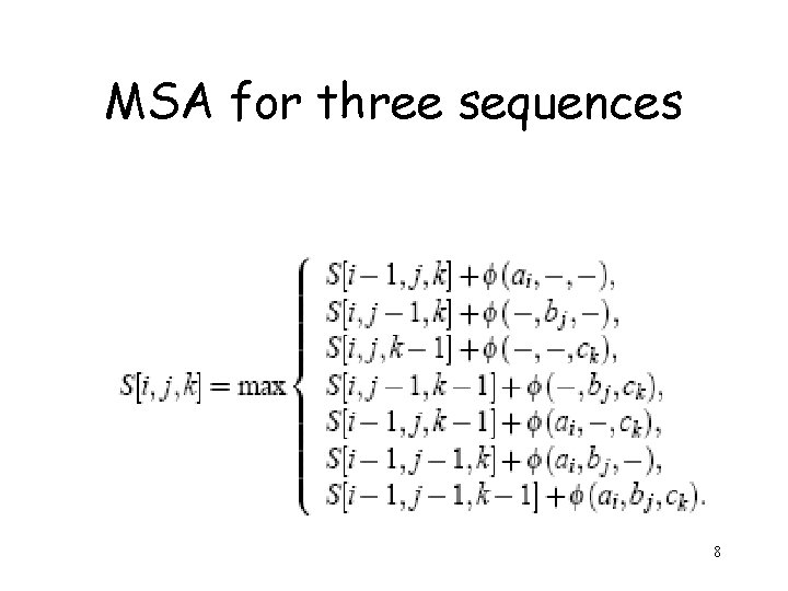 MSA for three sequences 8 