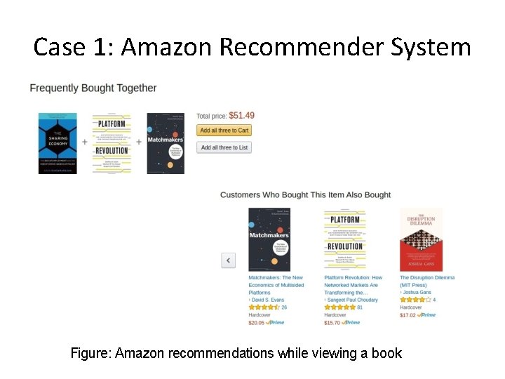 Case 1: Amazon Recommender System Figure: Amazon recommendations while viewing a book 