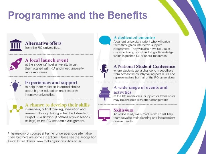 Programme and the Benefits 