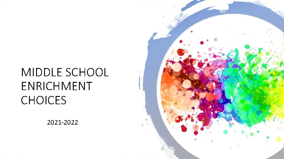 MIDDLE SCHOOL ENRICHMENT CHOICES 2021 -2022 