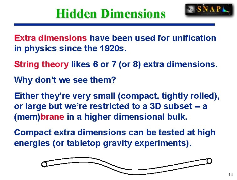 Hidden Dimensions Extra dimensions have been used for unification in physics since the 1920