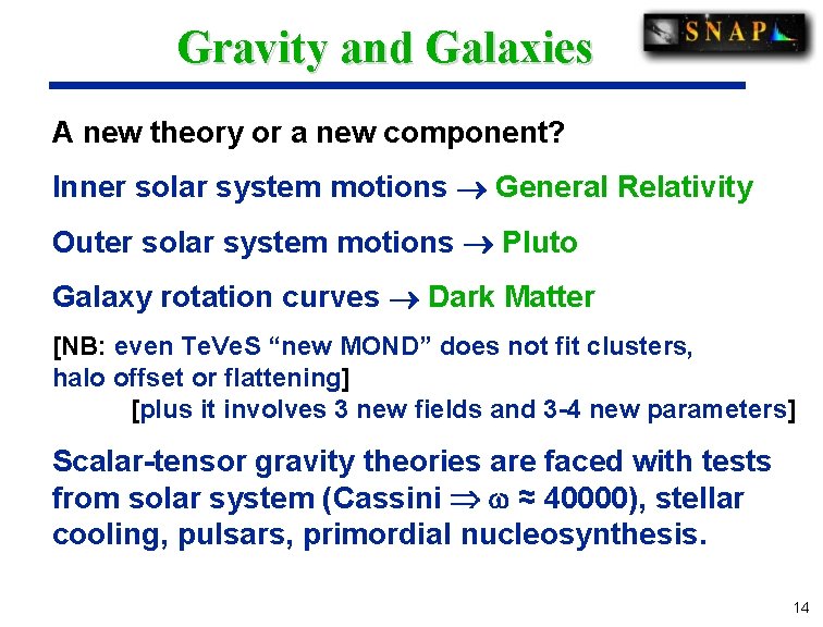 Gravity and Galaxies A new theory or a new component? Inner solar system motions