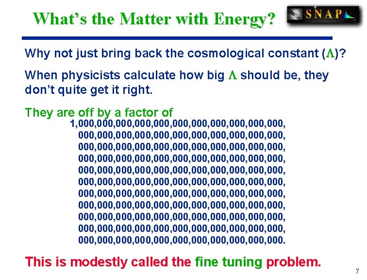 What’s the Matter with Energy? Why not just bring back the cosmological constant (