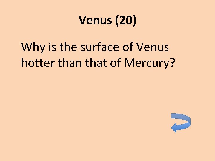 Venus (20) Why is the surface of Venus hotter than that of Mercury? 
