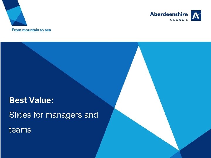 Best Value: Slides for managers and teams 