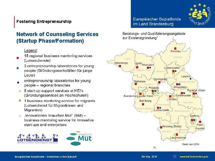 Fostering Entrepreneurship Network of Counseling Services (Startup Phase/Formation) 9 th May, 2018 