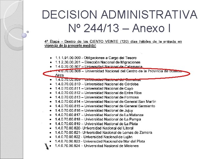 DECISION ADMINISTRATIVA Nº 244/13 – Anexo I 