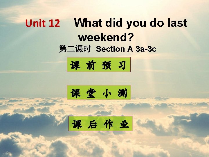 Unit 12 What did you do last weekend? 第二课时 Section A 3 a-3 c