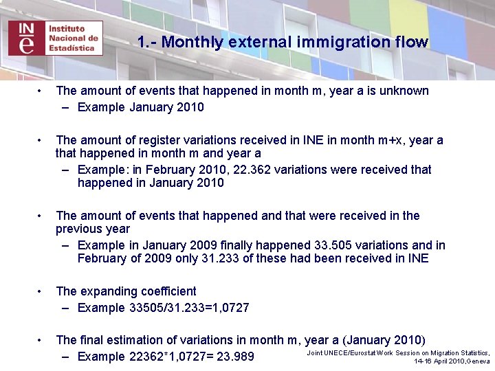 1. - Monthly external immigration flow • The amount of events that happened in