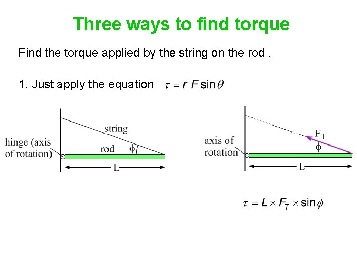 Three ways to find torque Find the torque applied by the string on the