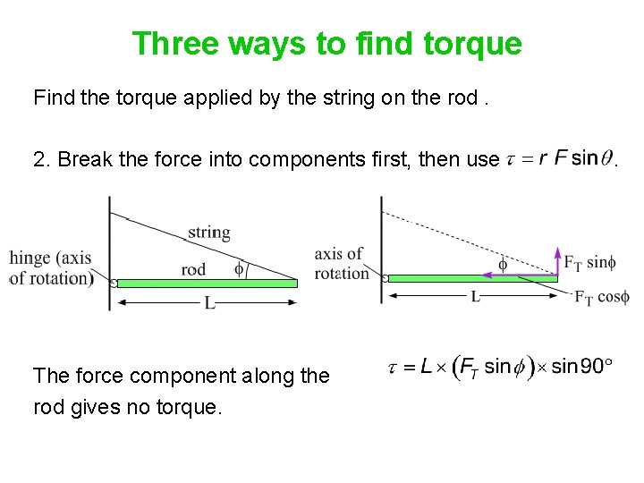 Three ways to find torque Find the torque applied by the string on the