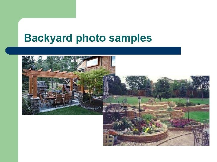 Backyard photo samples Backyard photo samples