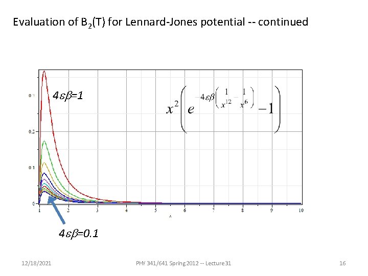 Evaluation of B 2(T) for Lennard-Jones potential -- continued 4 eb=1 4 eb=0. 1