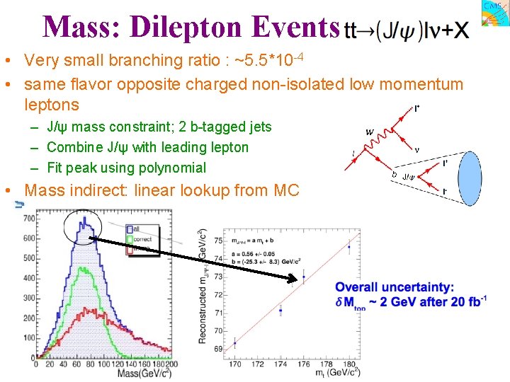 Mass: Dilepton Events • Very small branching ratio : ~5. 5*10 -4 • same