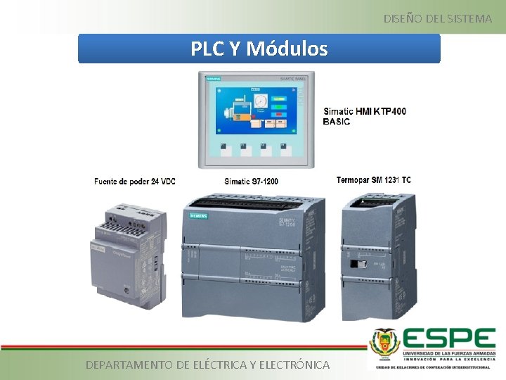 DISEÑO DEL SISTEMA PLC Y Módulos DEPARTAMENTO DE ELÉCTRICA Y ELECTRÓNICA 