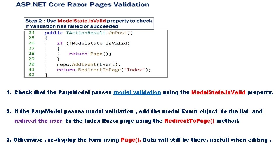 1. Check that the Page. Model passes model validation using the Model. State. Is.