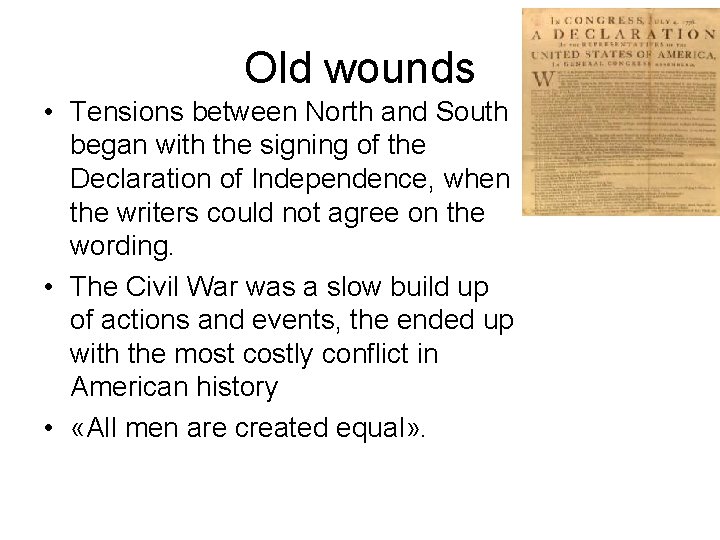 Old wounds • Tensions between North and South began with the signing of the