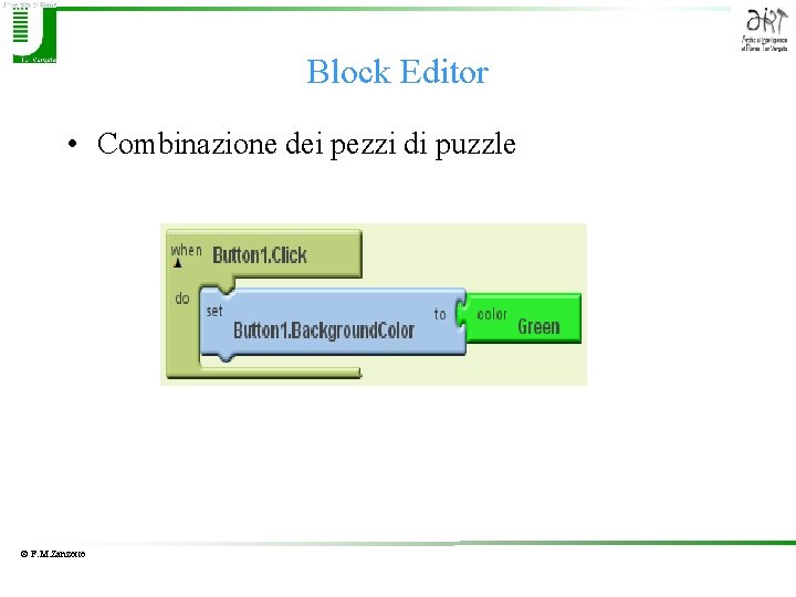 Block Editor • Combinazione dei pezzi di puzzle © F. M. Zanzotto 