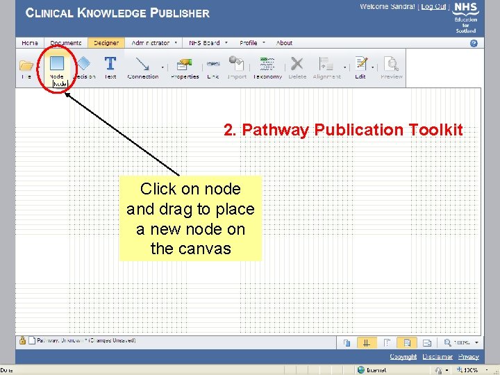 2. Pathway Publication Toolkit Click on node and drag to place a new node