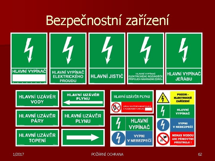 Bezpečnostní zařízení 1/2017 POŽÁRNÍ OCHRANA 62 