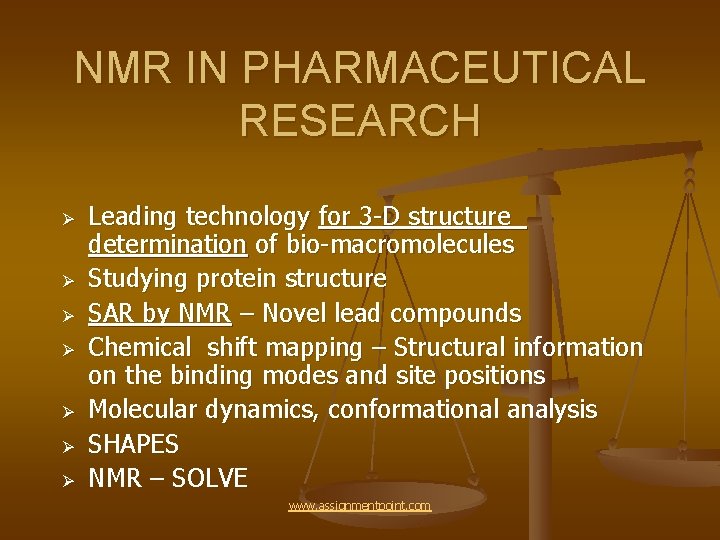 NMR IN PHARMACEUTICAL RESEARCH Ø Ø Ø Ø Leading technology for 3 -D structure