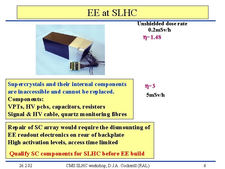 EE at SLHC Unshielded dose rate 0. 2 m. Sv/h =1. 48 Supercrystals and