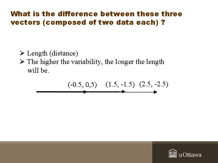 What is the difference between these three vectors (composed of two data each) ?