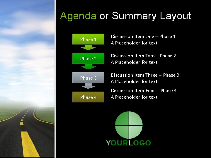 Agenda or Summary Layout Phase 1 Discussion Item One – Phase 1 A Placeholder Agenda or Summary Layout Phase 1 Discussion Item One – Phase 1 A Placeholder