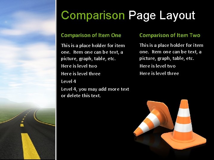 Comparison Page Layout Comparison of Item One Comparison of Item Two This is a Comparison Page Layout Comparison of Item One Comparison of Item Two This is a