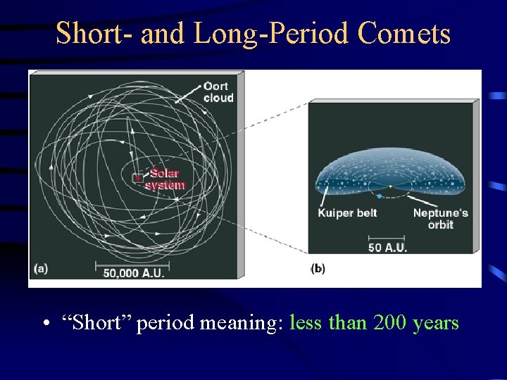 Short- and Long-Period Comets • “Short” period meaning: less than 200 years 