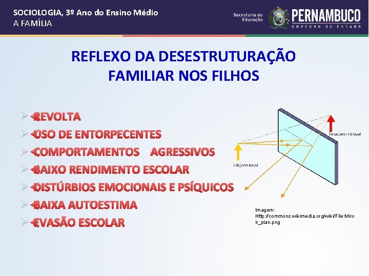 SOCIOLOGIA, 3º Ano do Ensino Médio A FAMÍLIA REFLEXO DA DESESTRUTURAÇÃO FAMILIAR NOS FILHOS