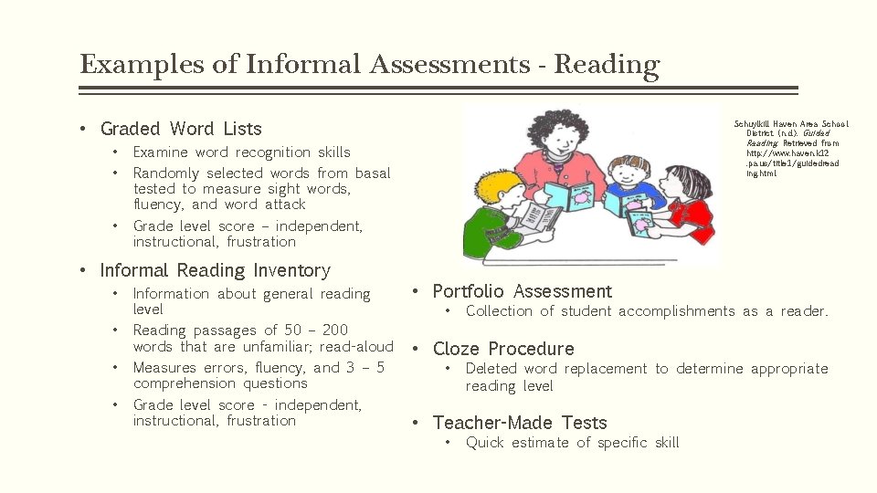Examples of Informal Assessments - Reading • Graded Word Lists • • • Examine Examples of Informal Assessments - Reading • Graded Word Lists • • • Examine