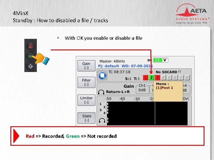 4 Min. X Standby : How to disabled a file / tracks § With