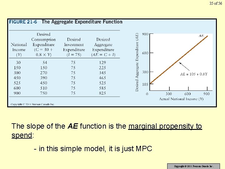 35 of 56 The slope of the AE function is the marginal propensity to